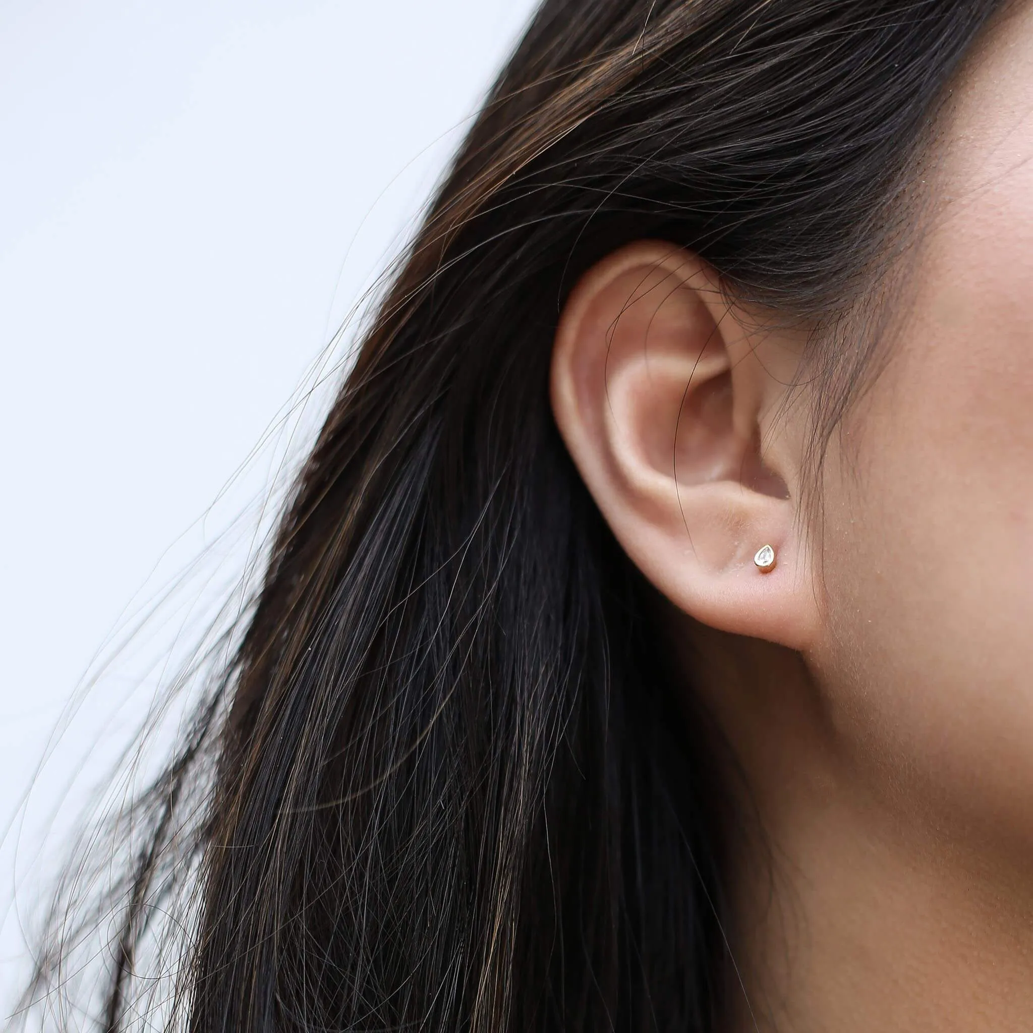 Sample Item: Tiny Dewdrop Threaded Flat Back Earring sold by Maison Miru product image thumbnail 2