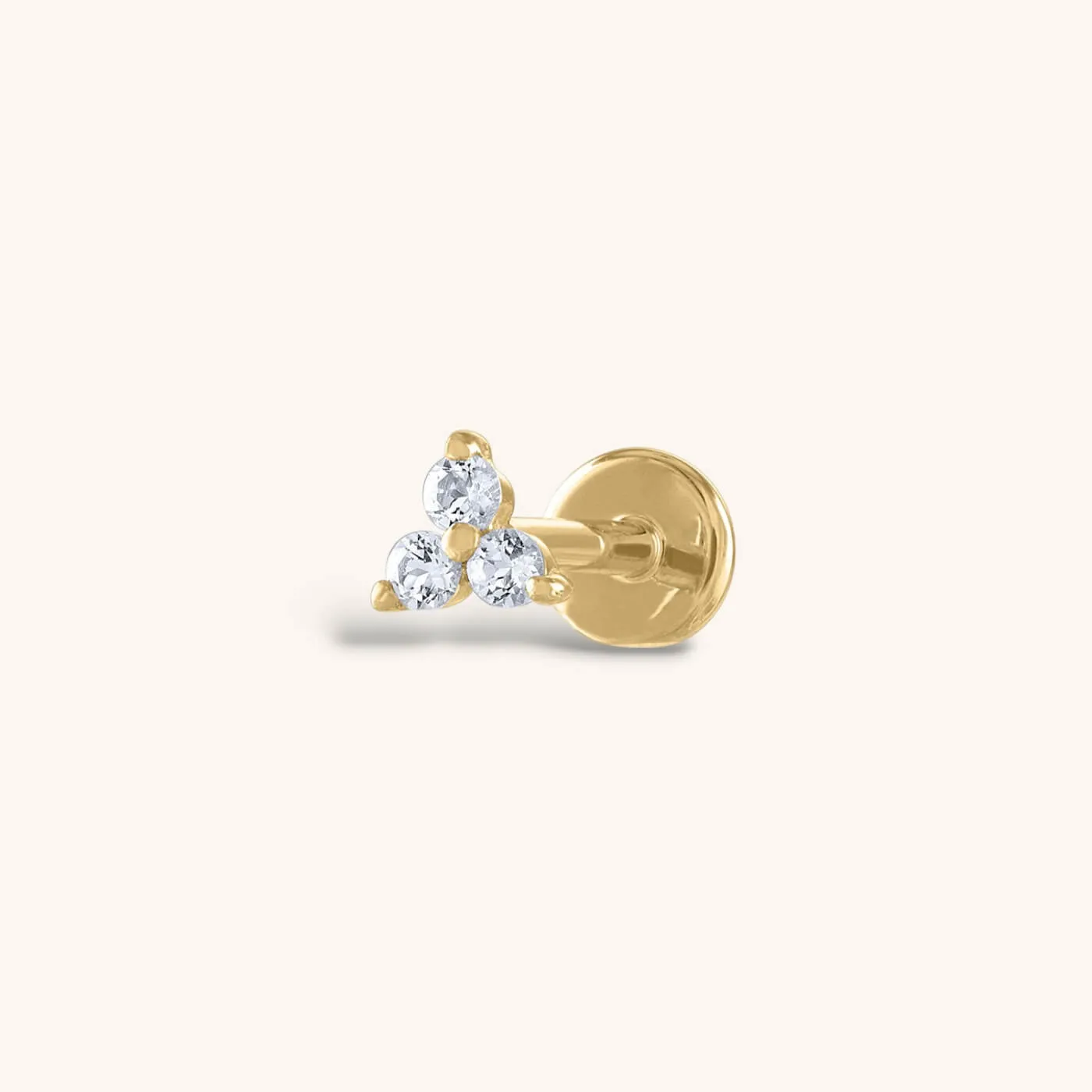 Crystal Trinity Threaded Flat Back Earring in 14k Gold sold by Maison Miru product image thumbnail 5