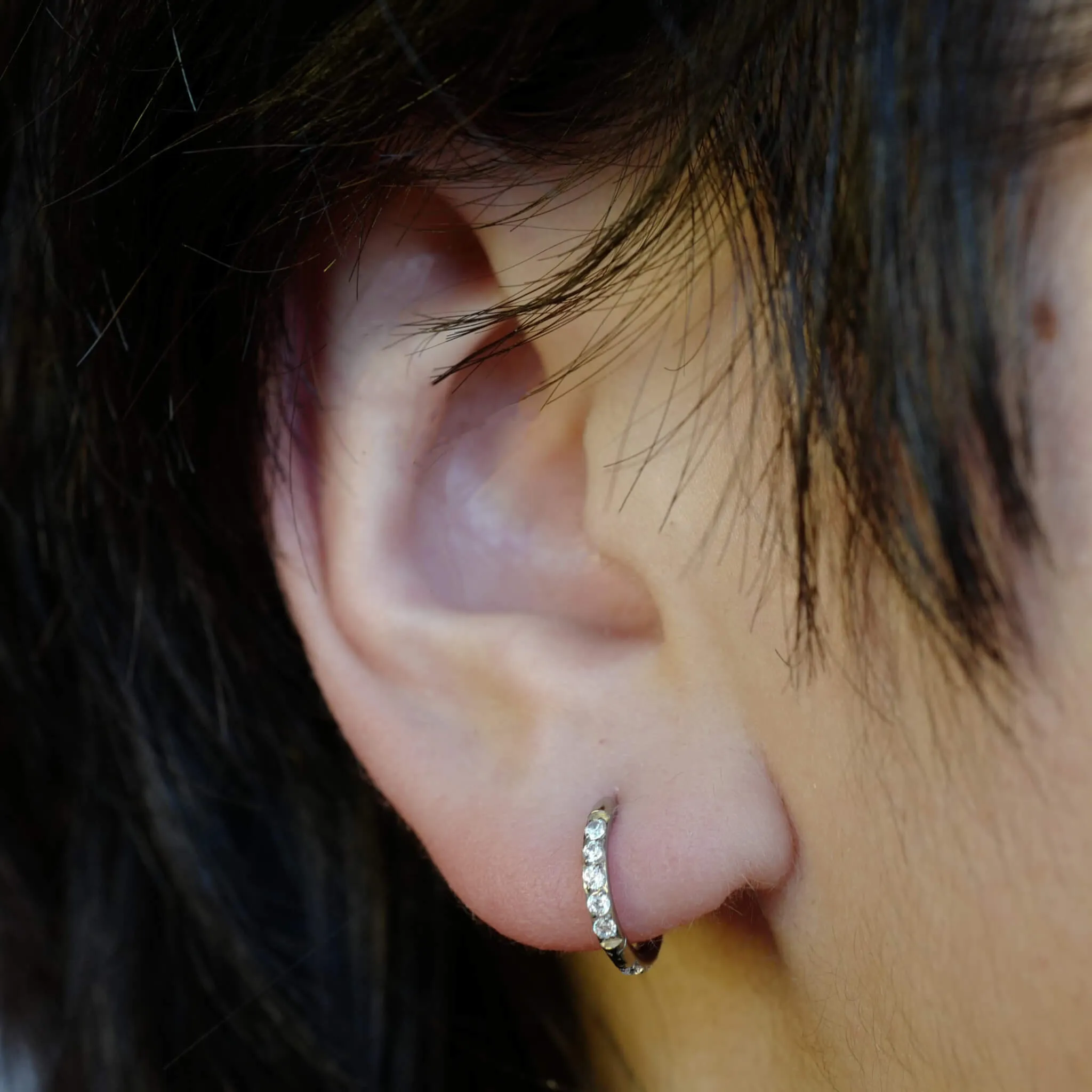 Mini Eternity Hoop Earrings in Titanium sold by Maison Miru product image thumbnail 5