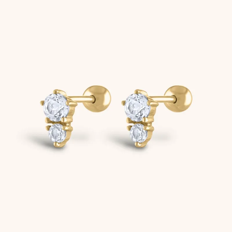 Gaia Crystal Ball Back Earrings in 14k Gold sold by Maison Miru