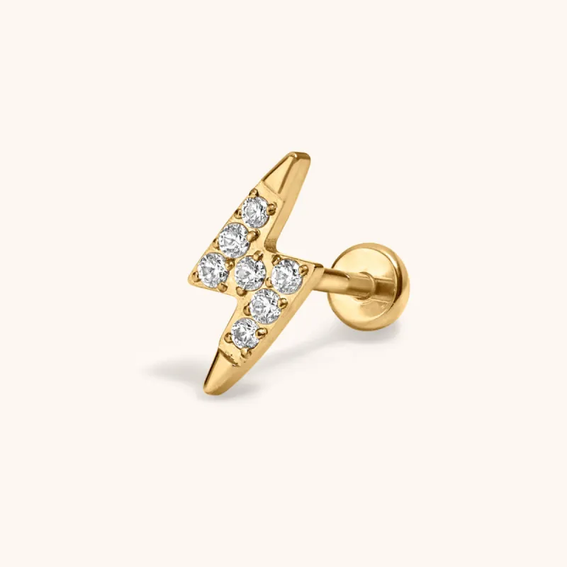Pave Lightning Push Pin Flat Back Earring sold by Maison Miru