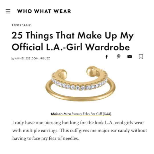 Sample Item: Eternity Echo Ear Cuff sold by Maison Miru product image thumbnail 5