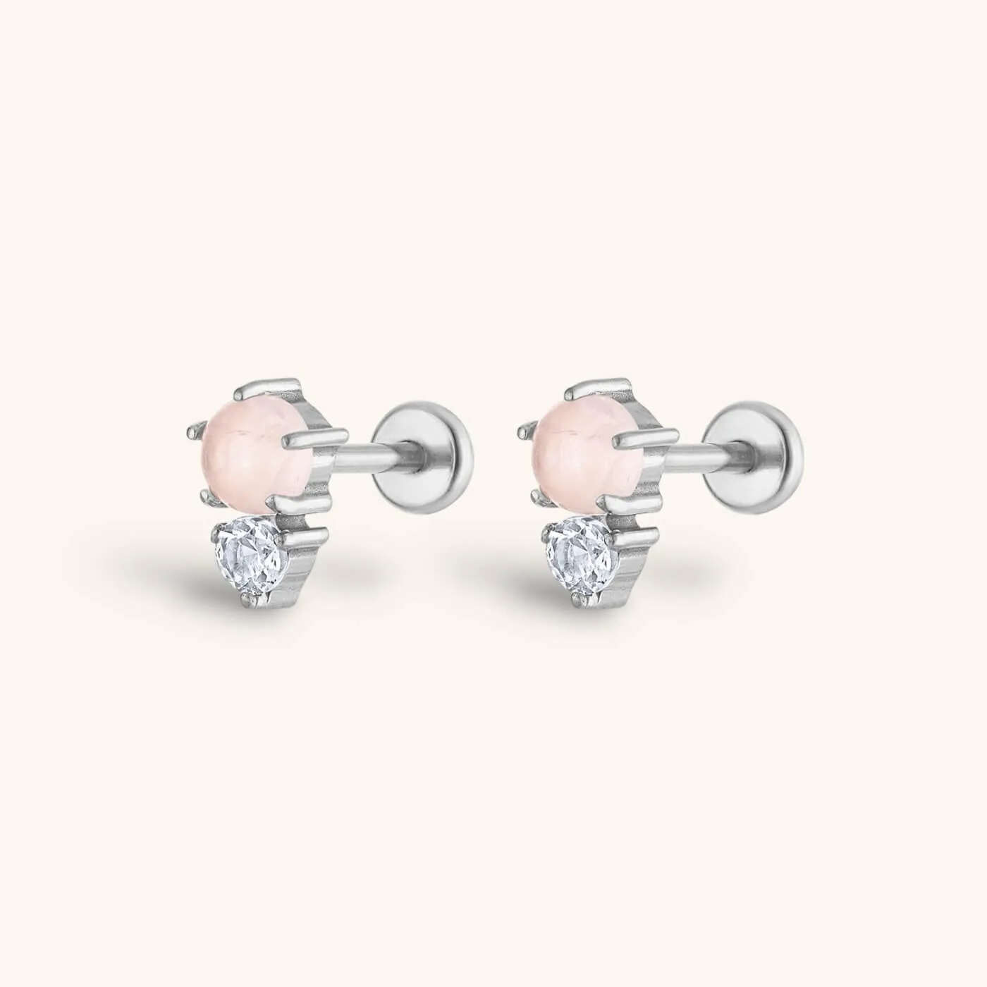 Pink Quartz and White Topaz Nap Earrings sold by Maison Miru product image thumbnail 4