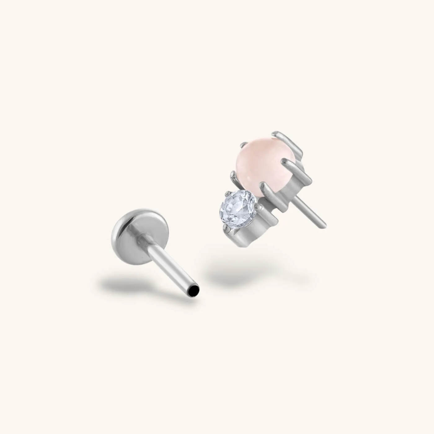 Pink Quartz and White Topaz Nap Earrings sold by Maison Miru product image thumbnail 5