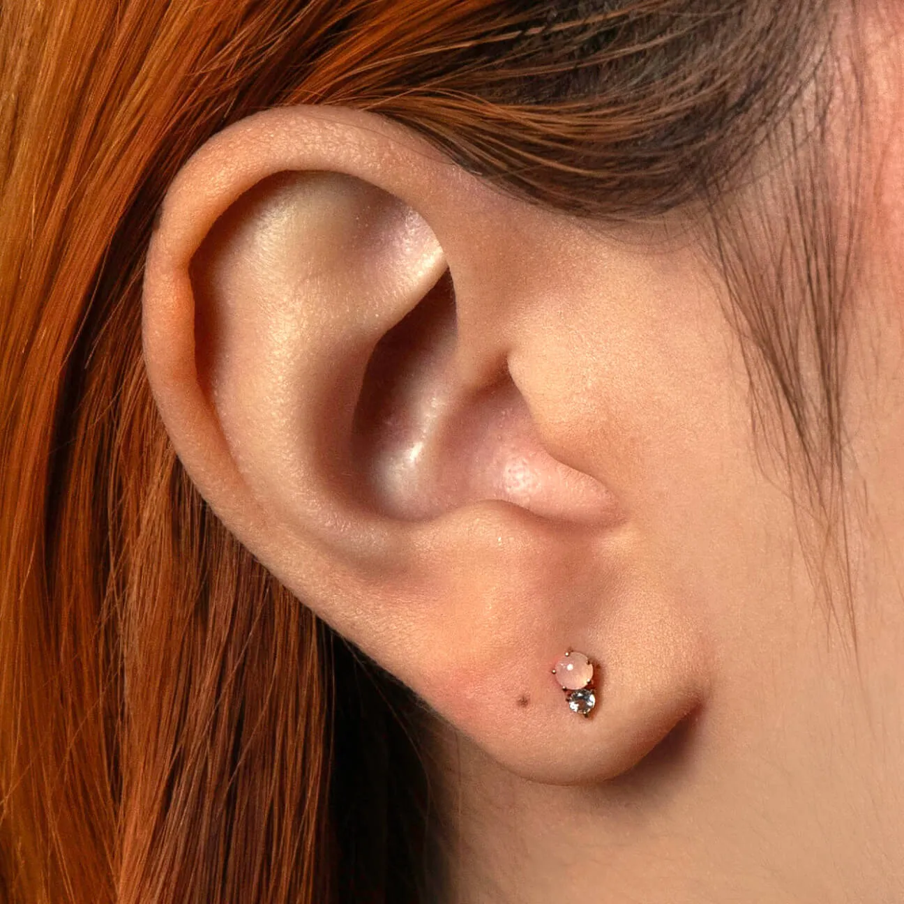 Pink Quartz and White Topaz Nap Earrings sold by Maison Miru product image thumbnail 2