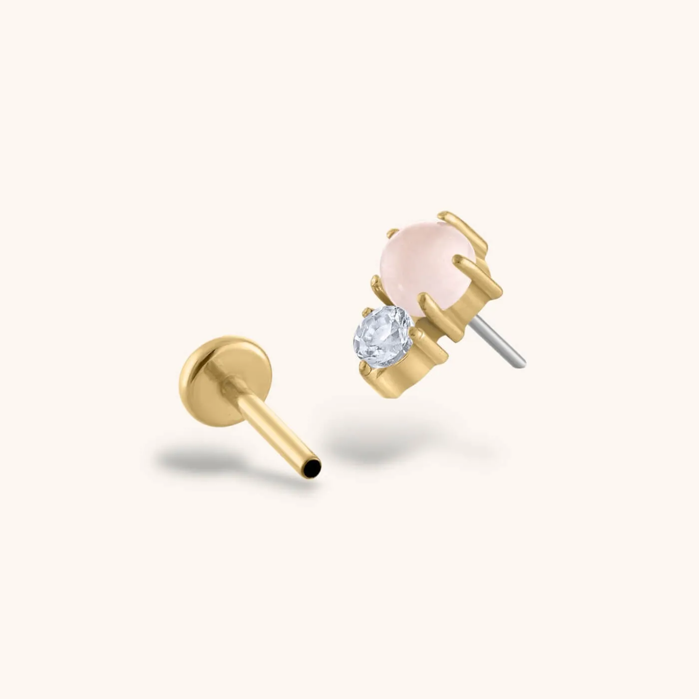 Pink Quartz and White Topaz Nap Earrings sold by Maison Miru product image thumbnail 3