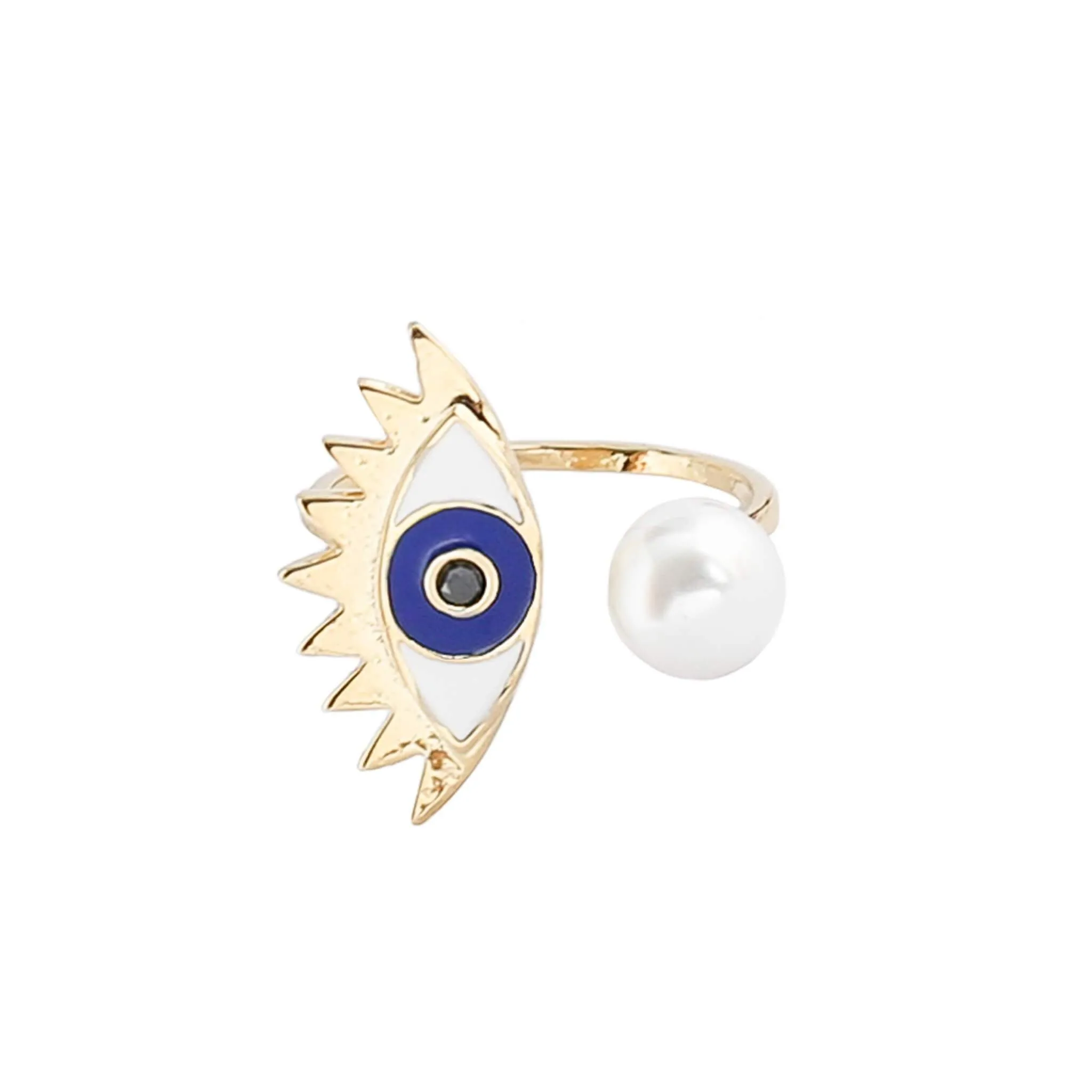 Evil Eye Pearl Ring in Blue sold by Maison Miru