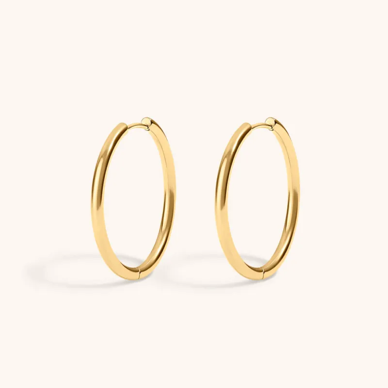 Classic 1" Hoops in Titanium sold by Maison Miru