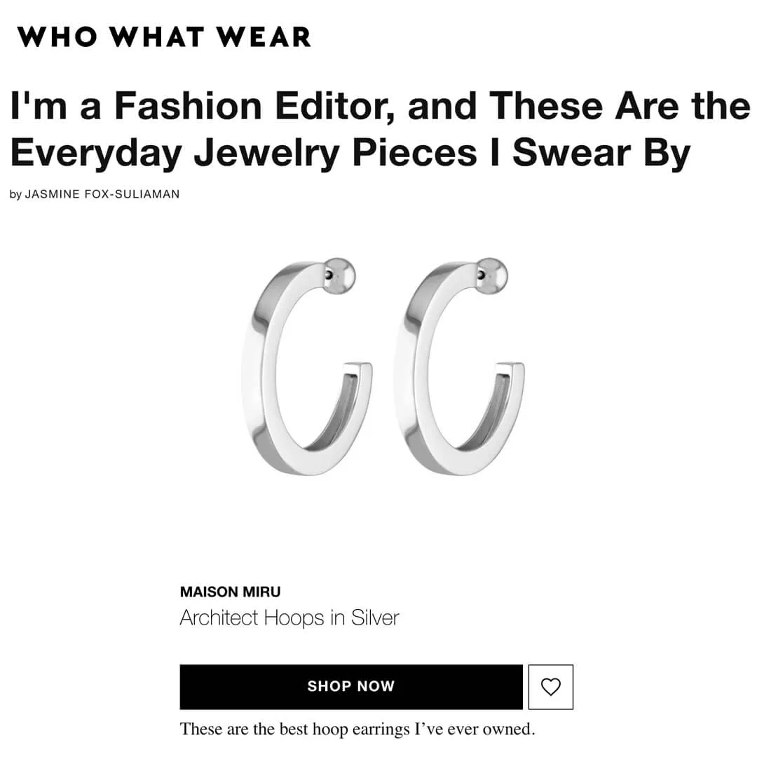 Sample Item: Architect Hoops in Silver sold by Maison Miru product image thumbnail 4