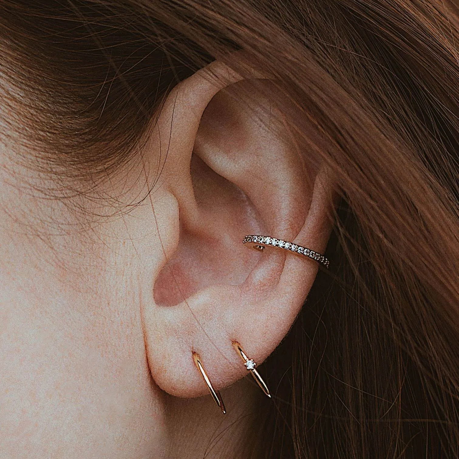 Sample Item: Shooting Star Open Hoop Earrings in Titanium sold by Maison Miru product image thumbnail 2