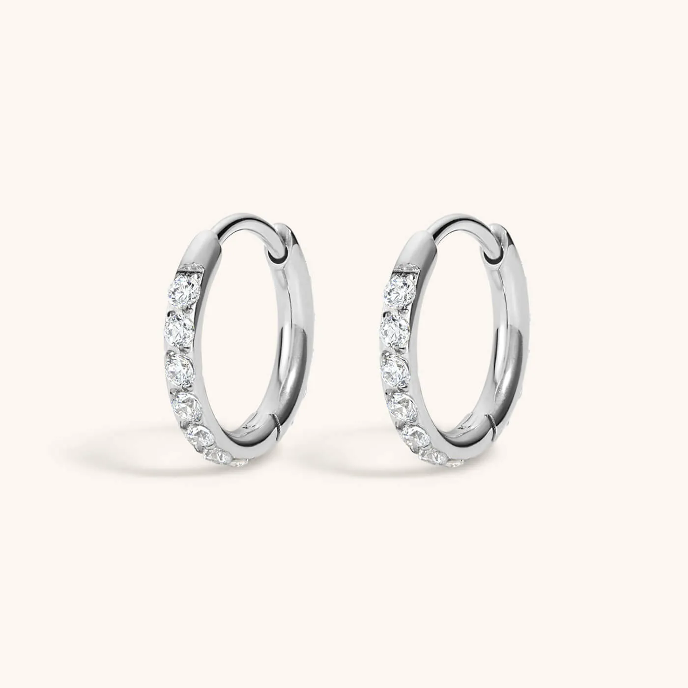 Sample Item: Mini Eternity Hoop Earrings in Titanium sold by Maison Miru product image thumbnail 4