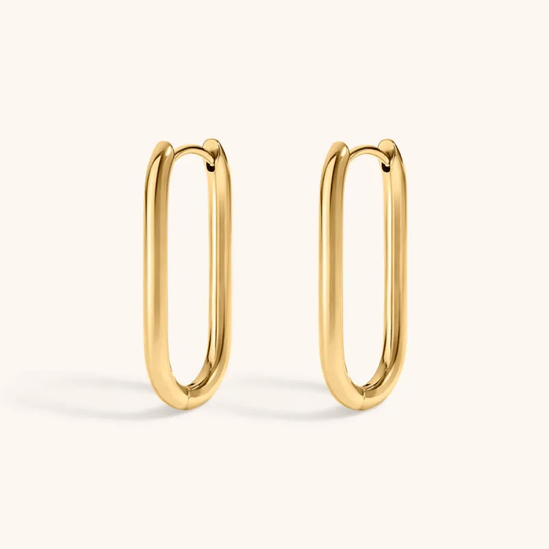 Sample Item: Halo Oval Hoop Earrings in Titanium sold by Maison Miru