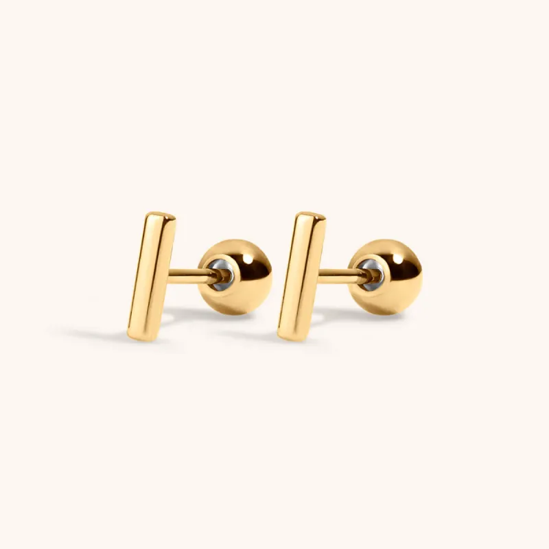 Sample Item: Little Bar Studs in Titanium sold by Maison Miru