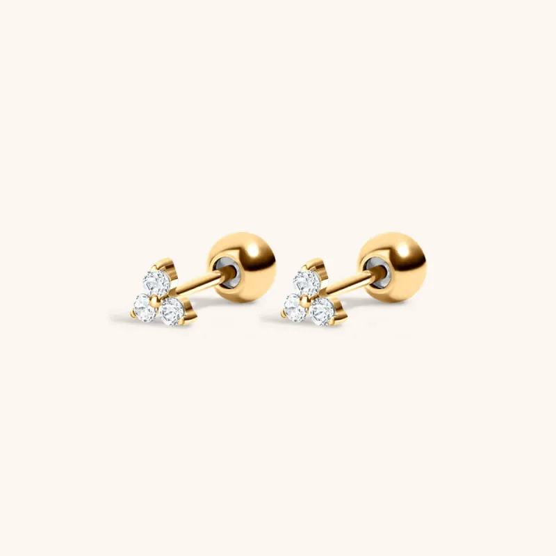 Sample Item: Mini Crystal Trinity Studs in Titanium sold by Maison Miru