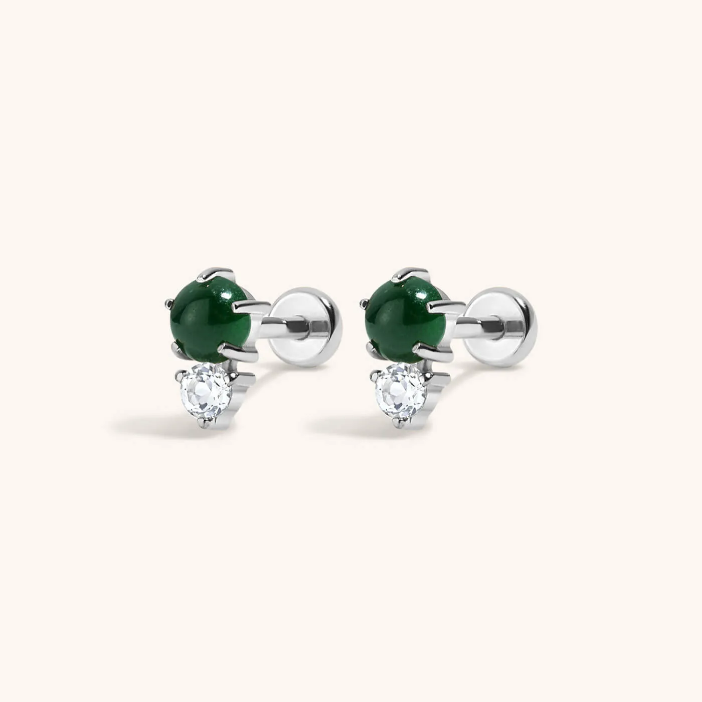 Sample Item: Jade and White Topaz Nap Earrings sold by Maison Miru product image thumbnail 5