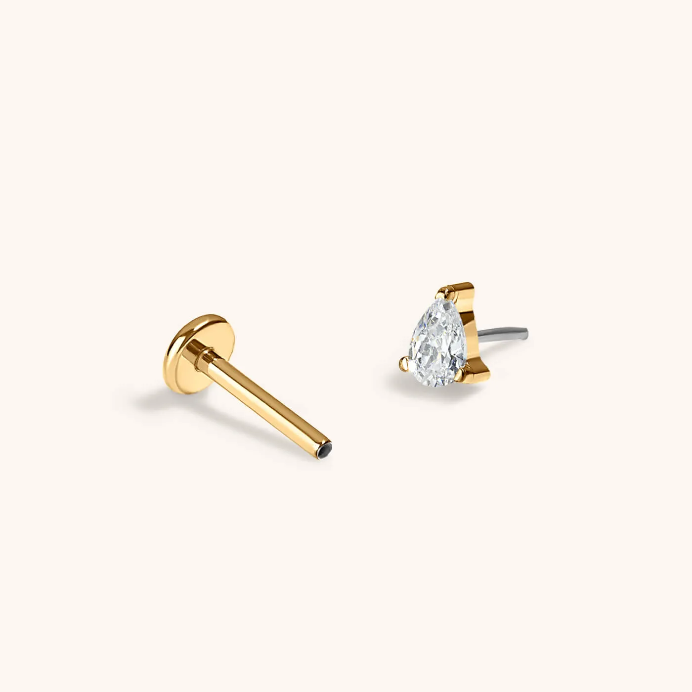 Crystal Pear Push Pin Flat Back Earring sold by Maison Miru product image thumbnail 3