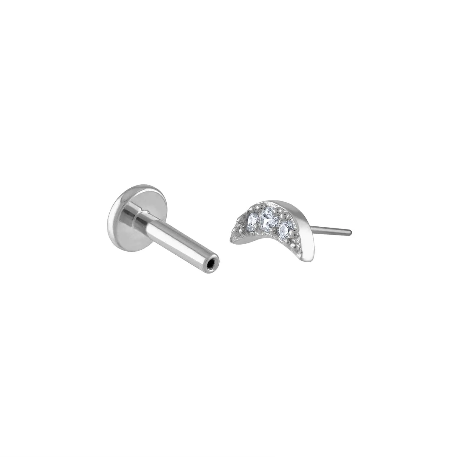 Sample Item: Pave Moon Push Pin Flat Back Earring sold by Maison Miru product image thumbnail 4