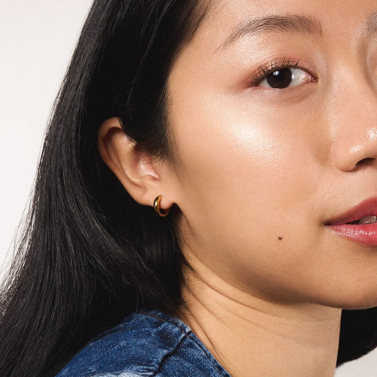 Bold Huggie Hoops in Titanium sold by Maison Miru product image thumbnail 2