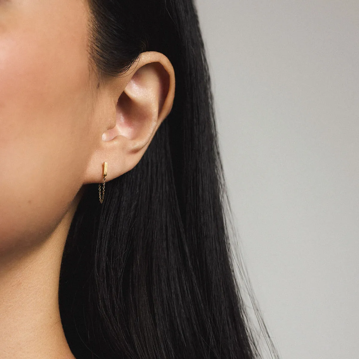 Little Bar Chain Nap Earrings sold by Maison Miru product image thumbnail 2