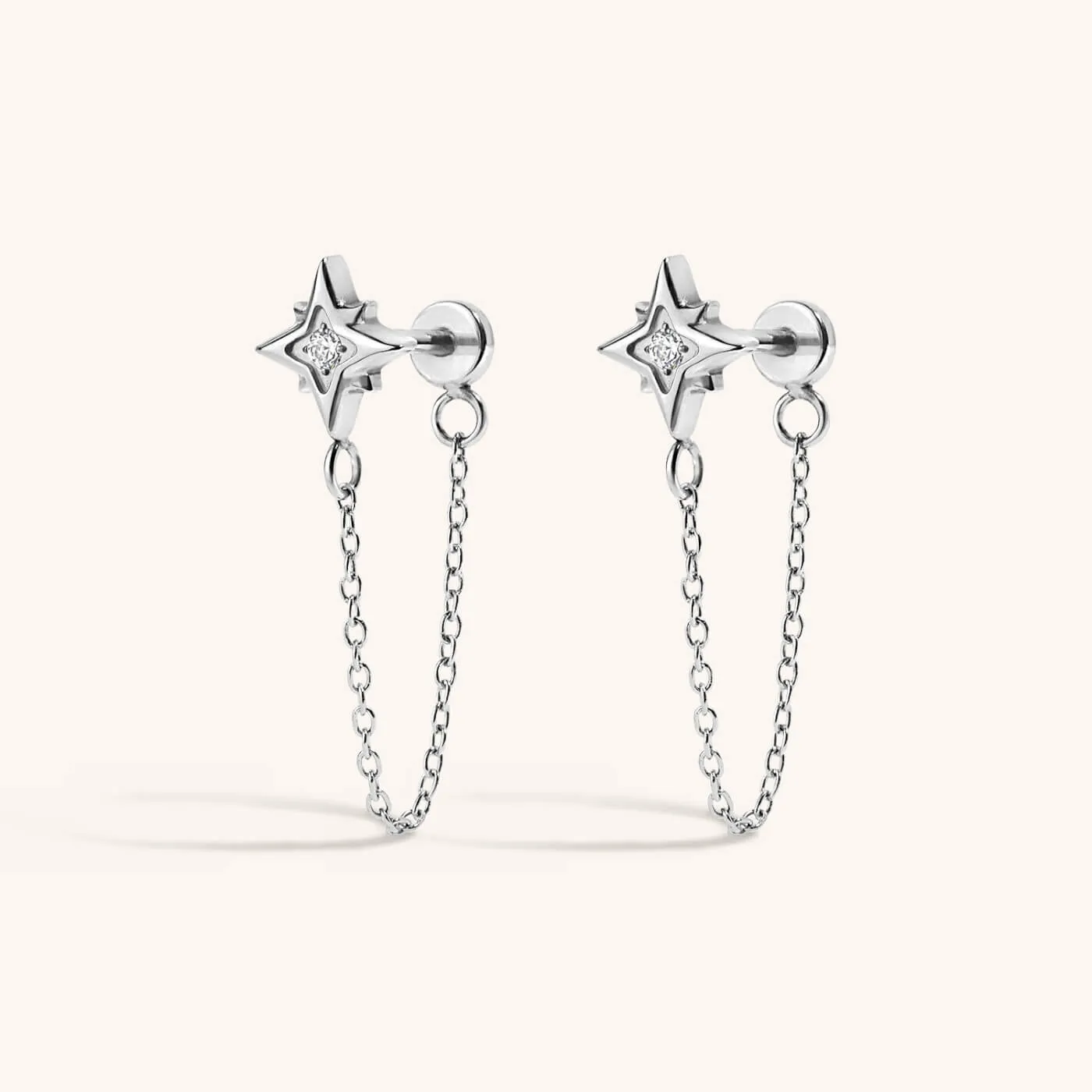 North Star Chain Nap Earrings sold by Maison Miru product image thumbnail 5