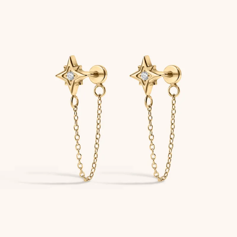 North Star Chain Nap Earrings sold by Maison Miru