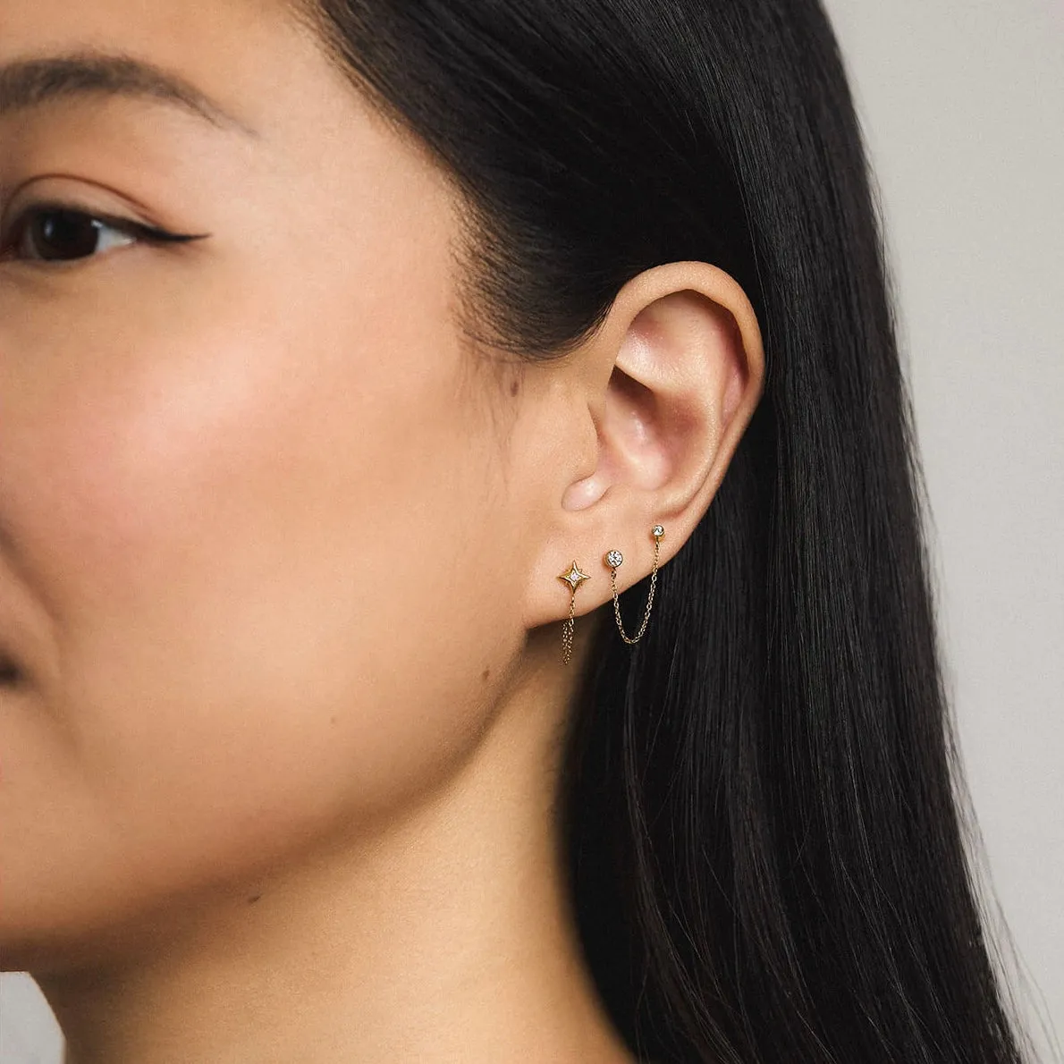 North Star Chain Nap Earrings sold by Maison Miru product image thumbnail 3