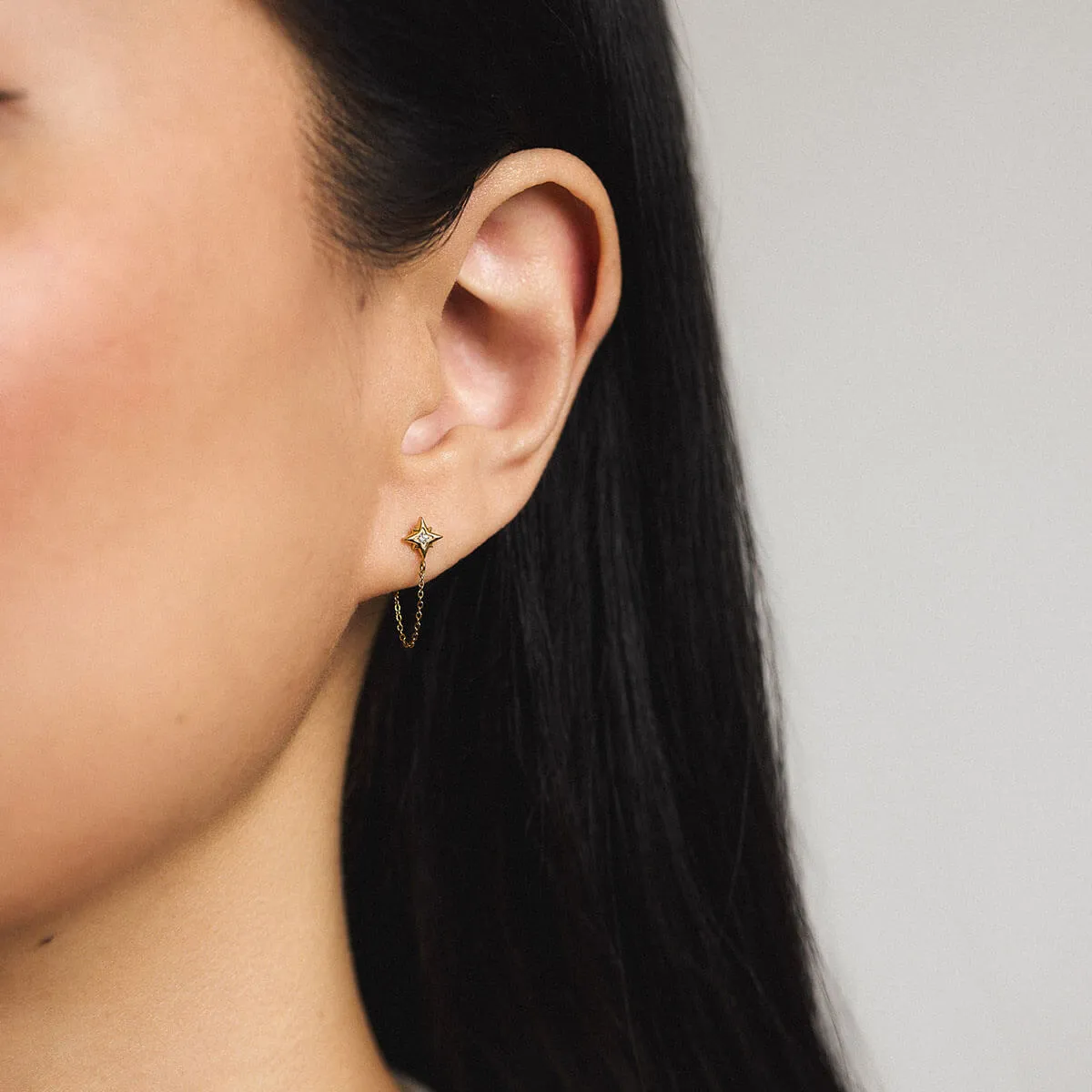 North Star Chain Nap Earrings sold by Maison Miru product image thumbnail 2