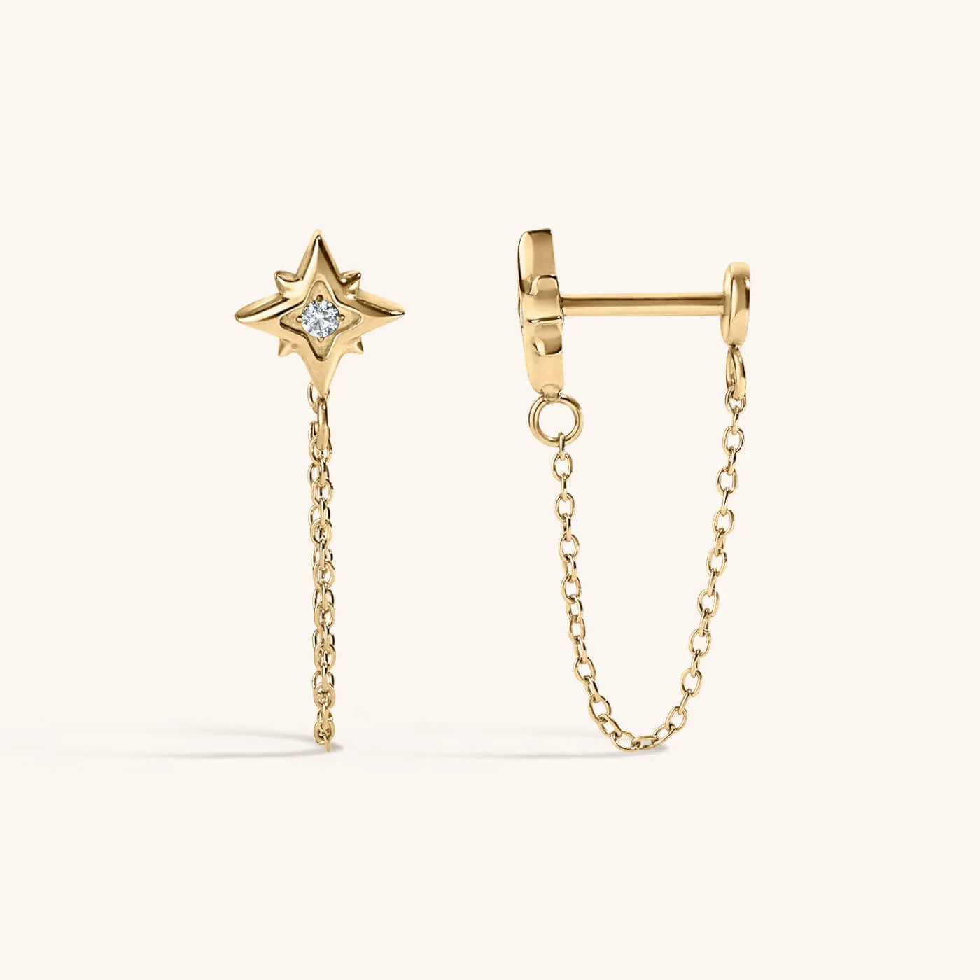 North Star Chain Nap Earrings sold by Maison Miru product image thumbnail 4