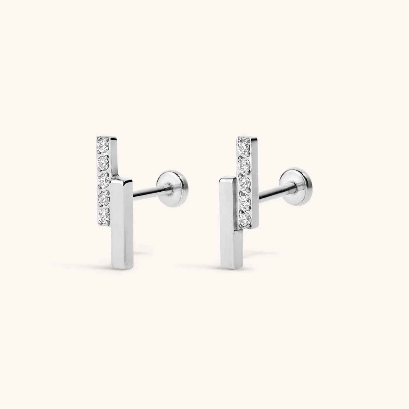 Pave Lightning Bar Nap Earrings sold by Maison Miru product image thumbnail 3