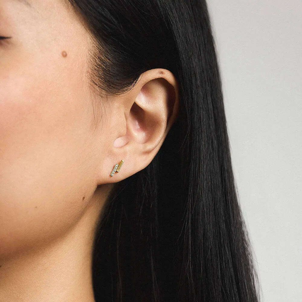 Pave Lightning Bar Nap Earrings sold by Maison Miru product image thumbnail 2