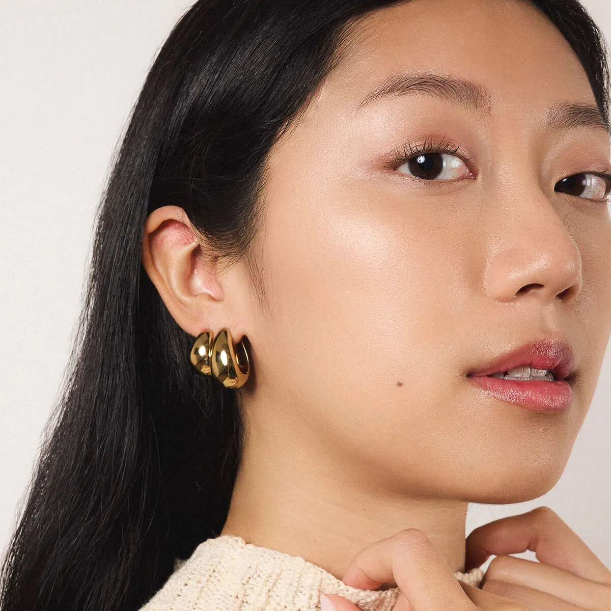 Dewdrop Hoops in Titanium sold by Maison Miru product image thumbnail 3