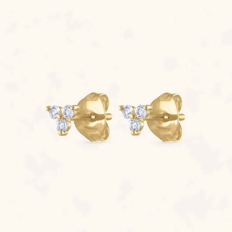 Sample Item: Crystal Trinity Studs in 14k Gold sold by Maison Miru