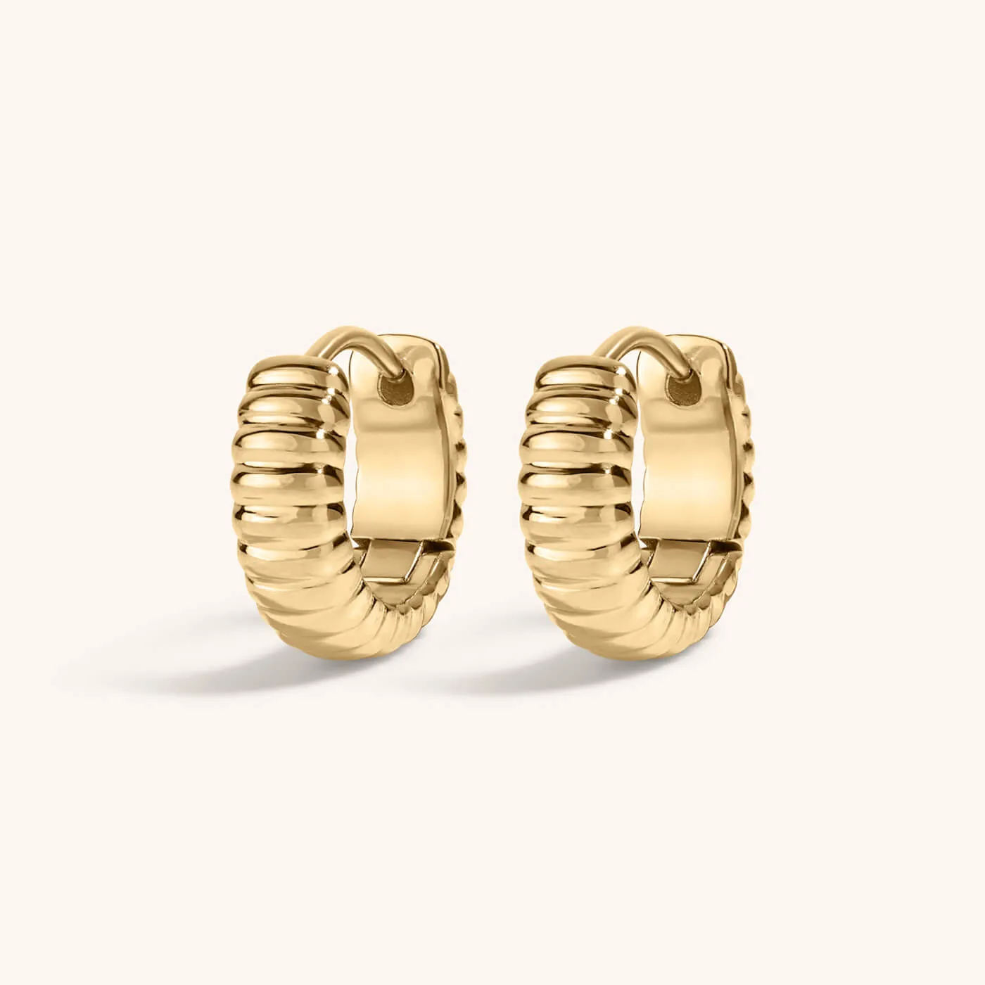 Plisse Huggie Hoops, 13mm sold by Maison Miru