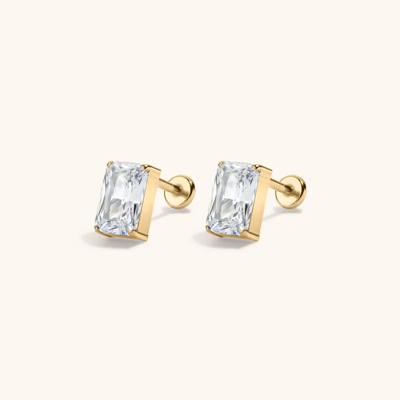 Celestial Crystal Emerald-Cut Nap Earrings, 6mm made by Maison Miru