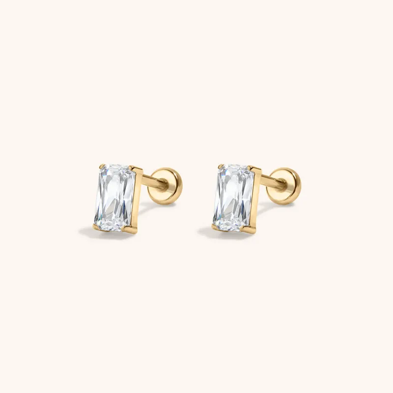 Celestial Crystal Emerald-Cut Nap Earrings, 5mm made by Maison Miru