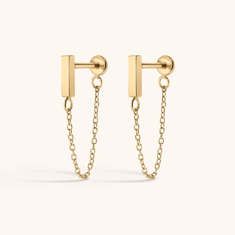 Bar Chain Nap Earrings made by Maison Miru