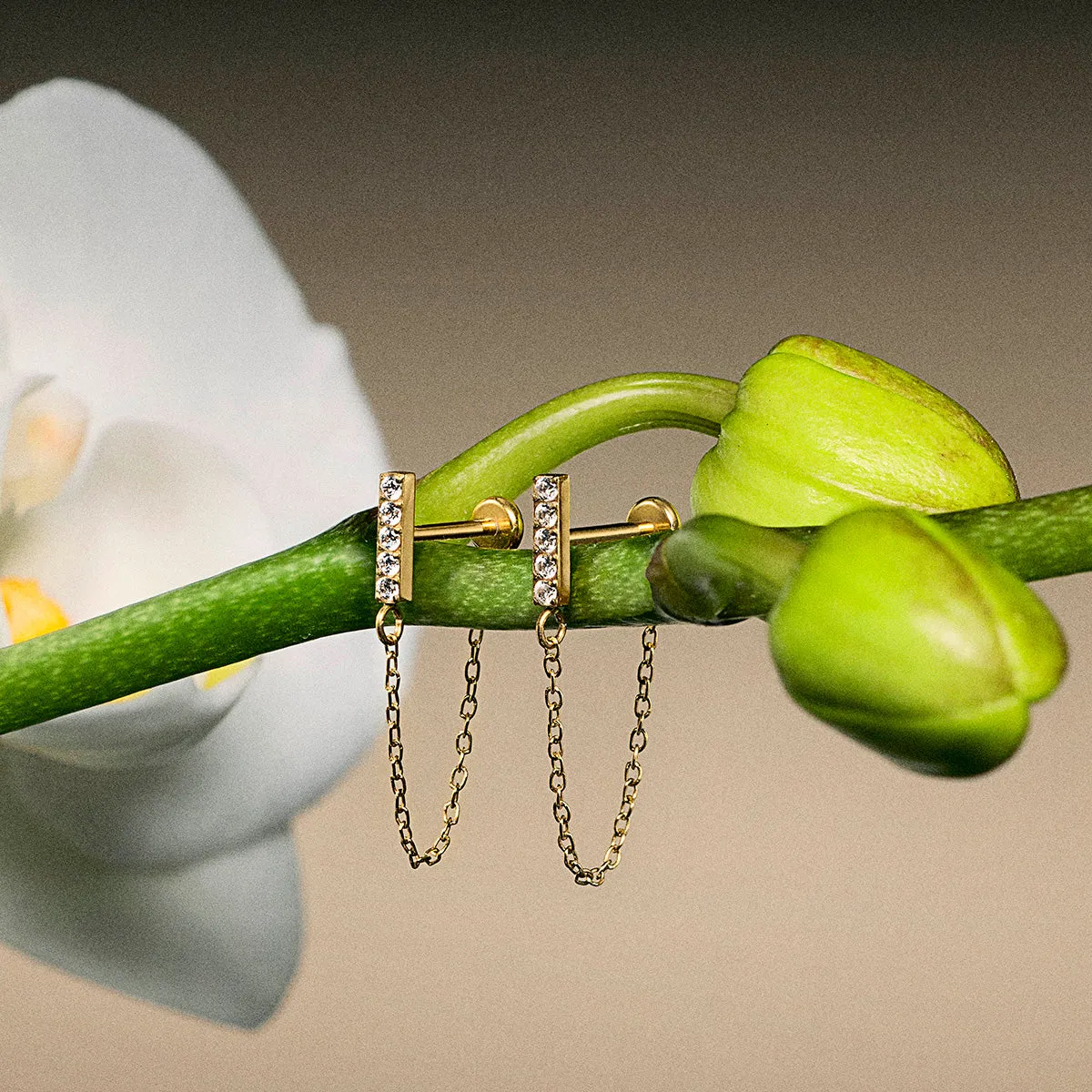 Pave Bar Chain Nap Earrings sold by Maison Miru product image thumbnail 3
