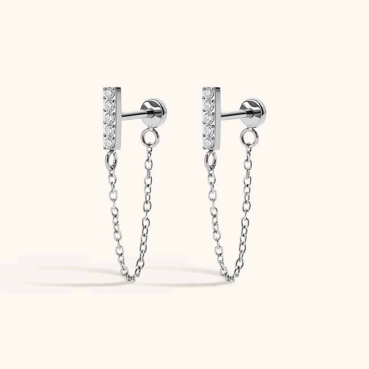 Pave Bar Chain Nap Earrings sold by Maison Miru product image thumbnail 4