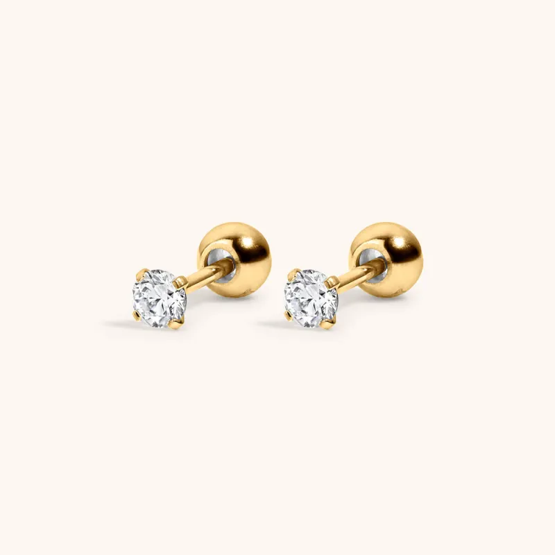 Celestial Crystal Solitaire Studs made by Maison Miru