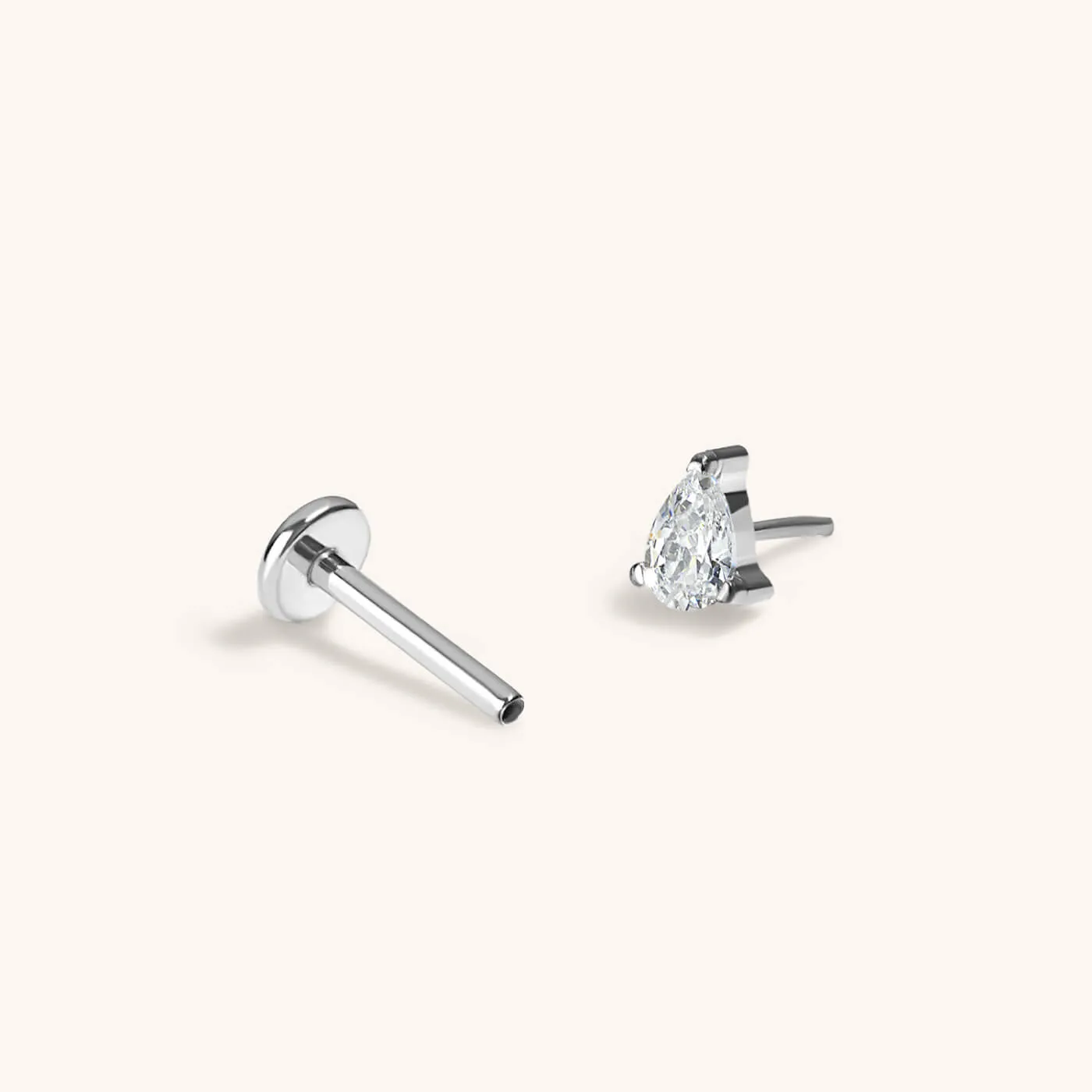Crystal Pear Push Pin Flat Back Earring, 3mm sold by Maison Miru product image thumbnail 5