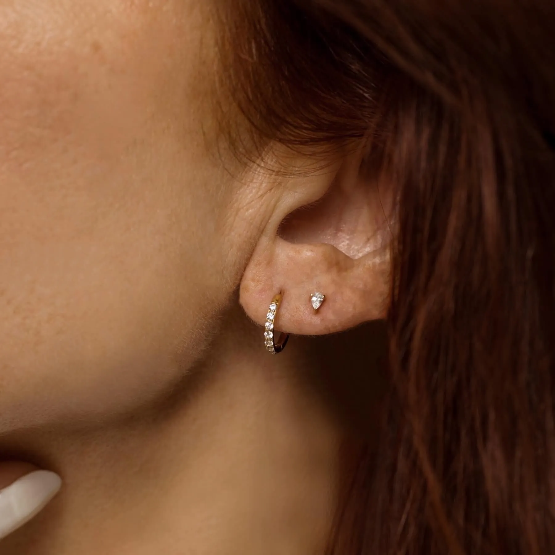 Crystal Pear Push Pin Flat Back Earring, 3mm sold by Maison Miru product image thumbnail 3