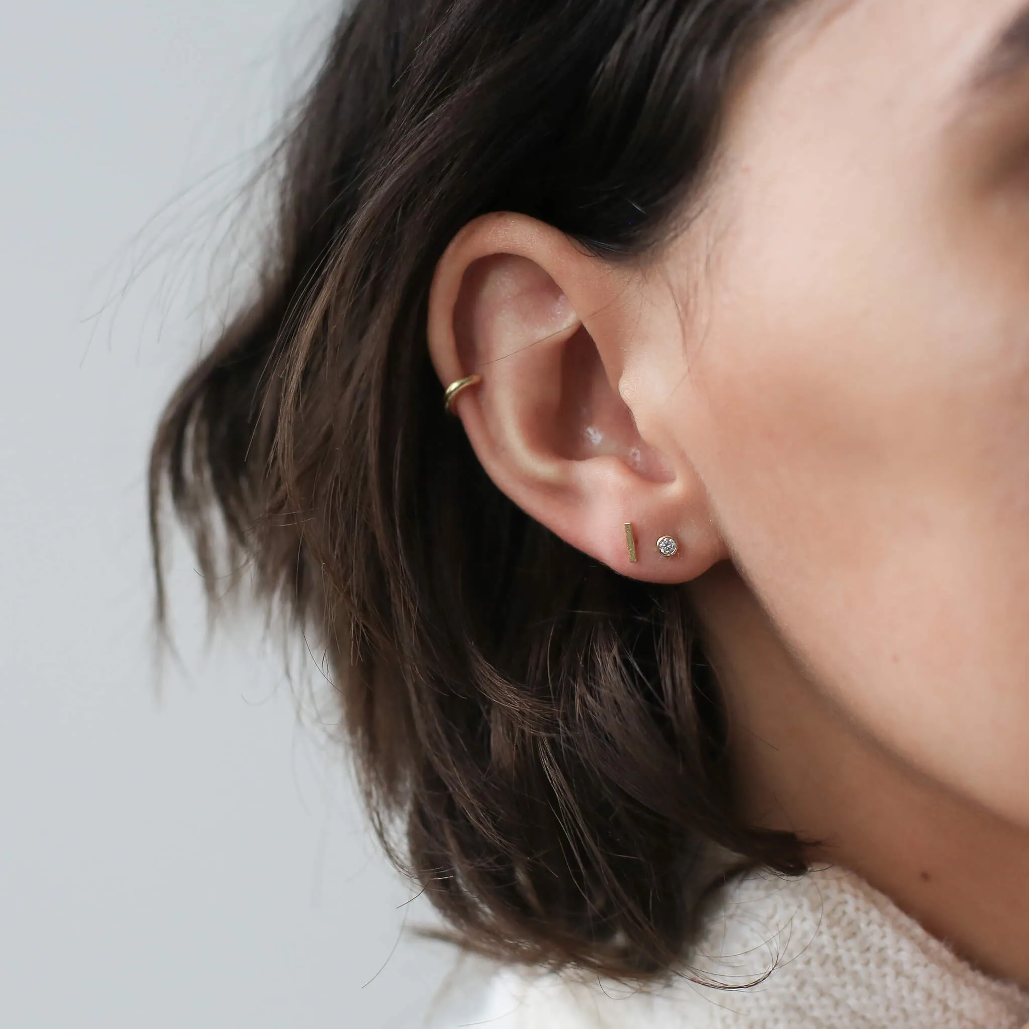 Celestial Crystal Bezel Solitaire Nap Earrings sold by Maison Miru product image thumbnail 3