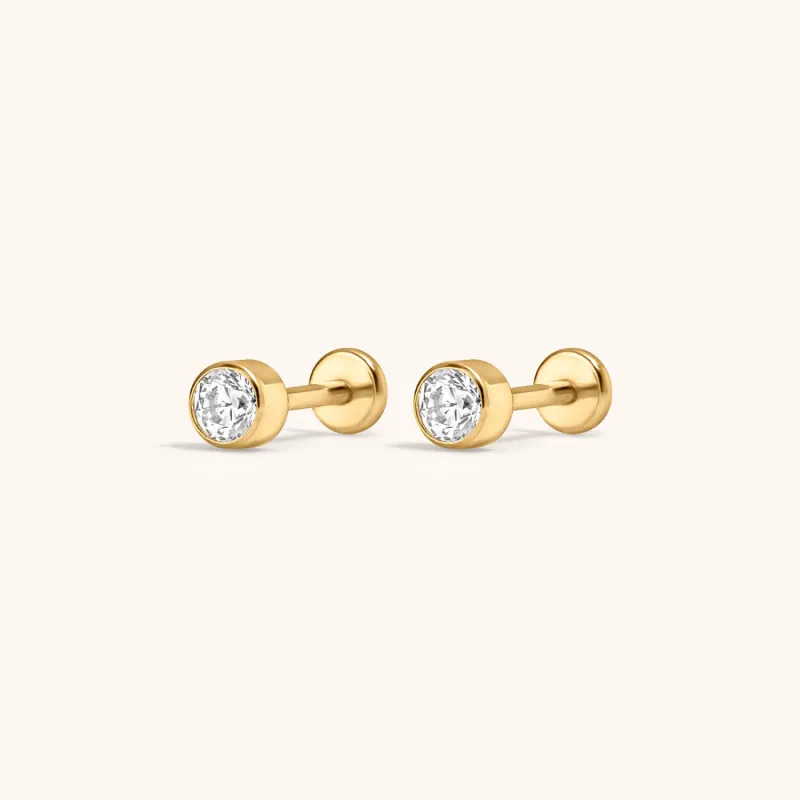 Celestial Crystal Bezel Solitaire Nap Earrings made by Maison Miru