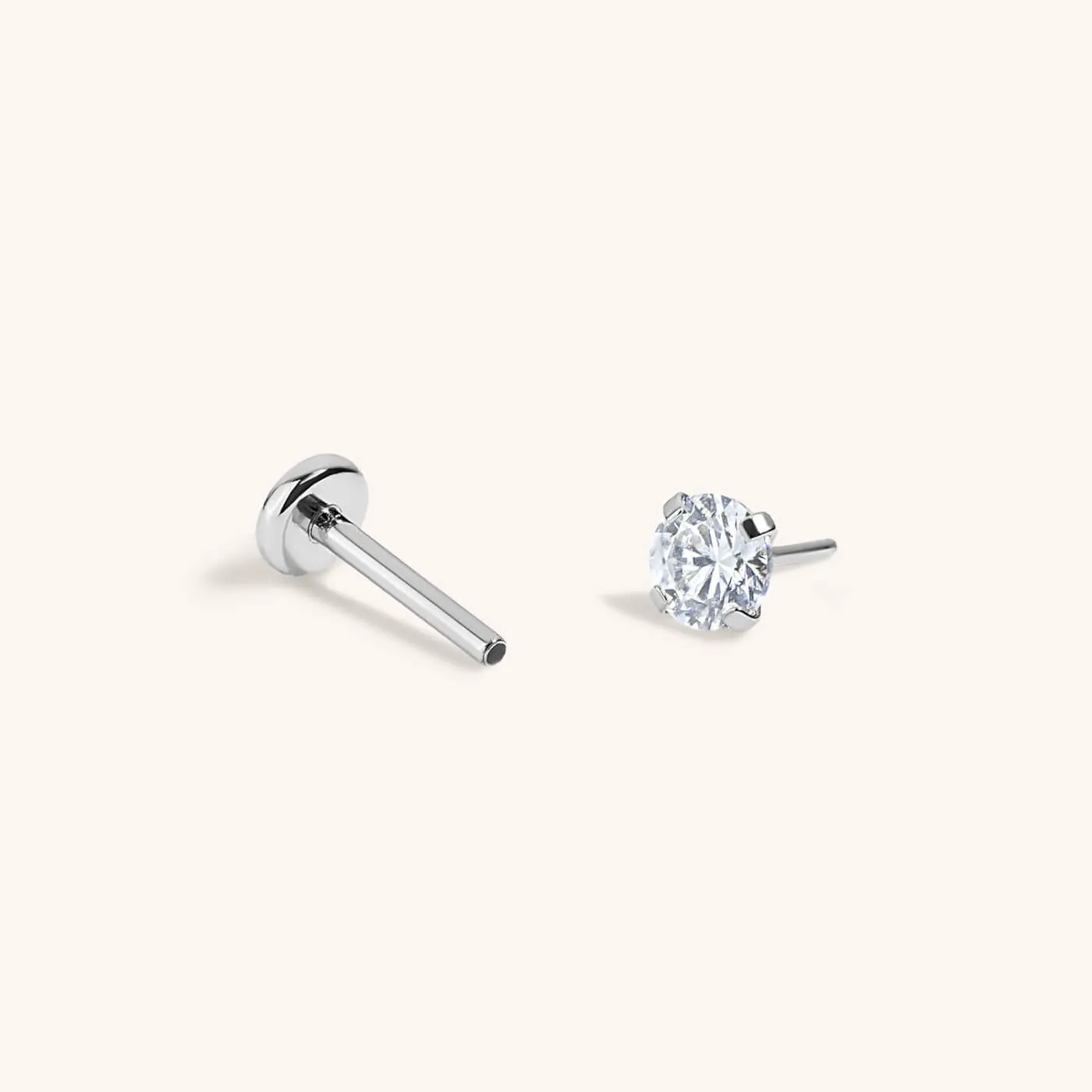 Celestial Crystal Solitaire Push Pin Flat Back Earring sold by Maison Miru product image thumbnail 5