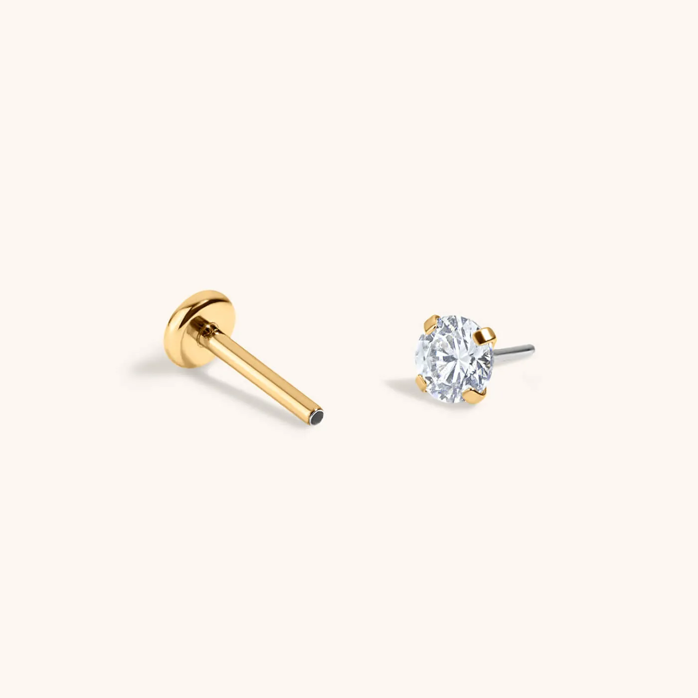 Celestial Crystal Solitaire Push Pin Flat Back Earring sold by Maison Miru product image thumbnail 4
