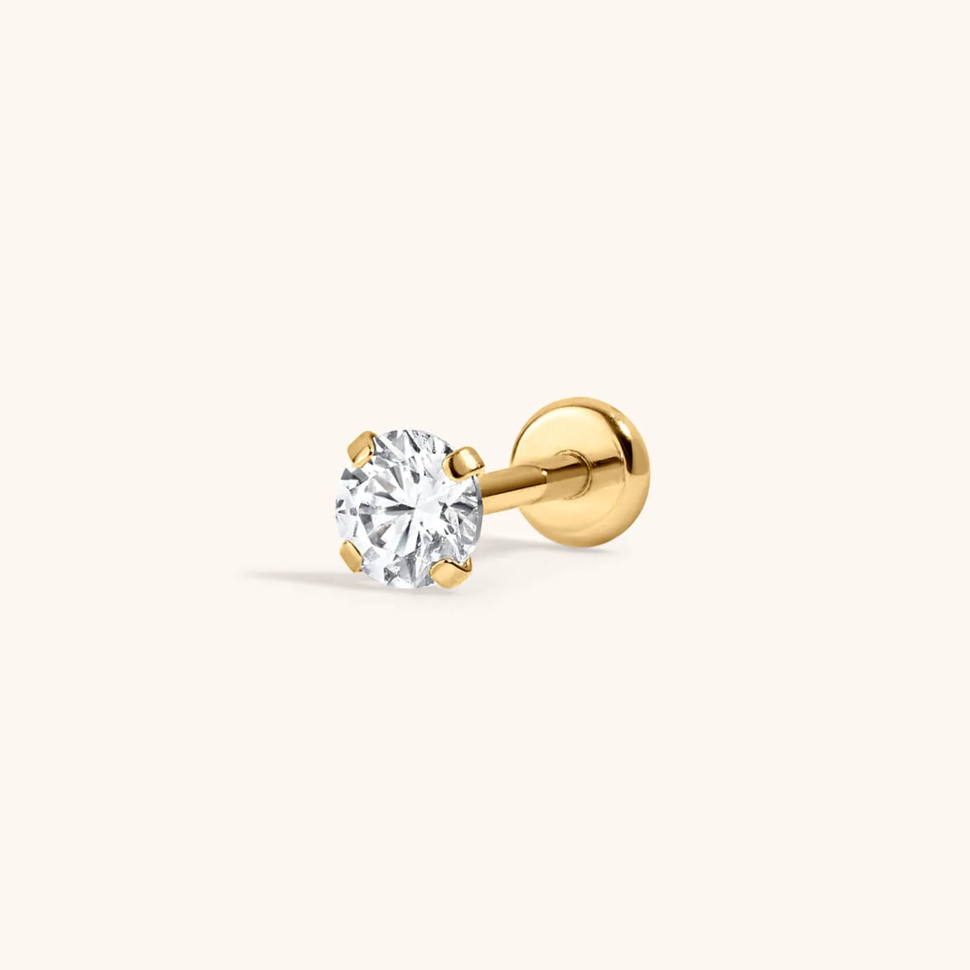 Celestial Crystal Solitaire Push Pin Flat Back Earring sold by Maison Miru
