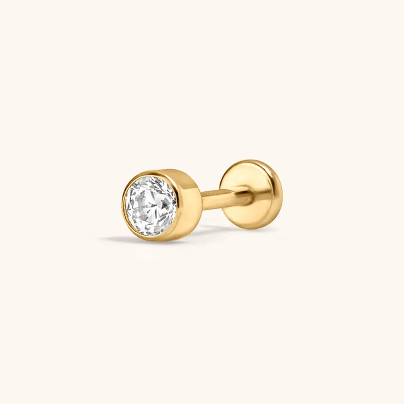 Celestial Crystal Bezel Solitaire Push Pin Flat Back Earring made by Maison Miru