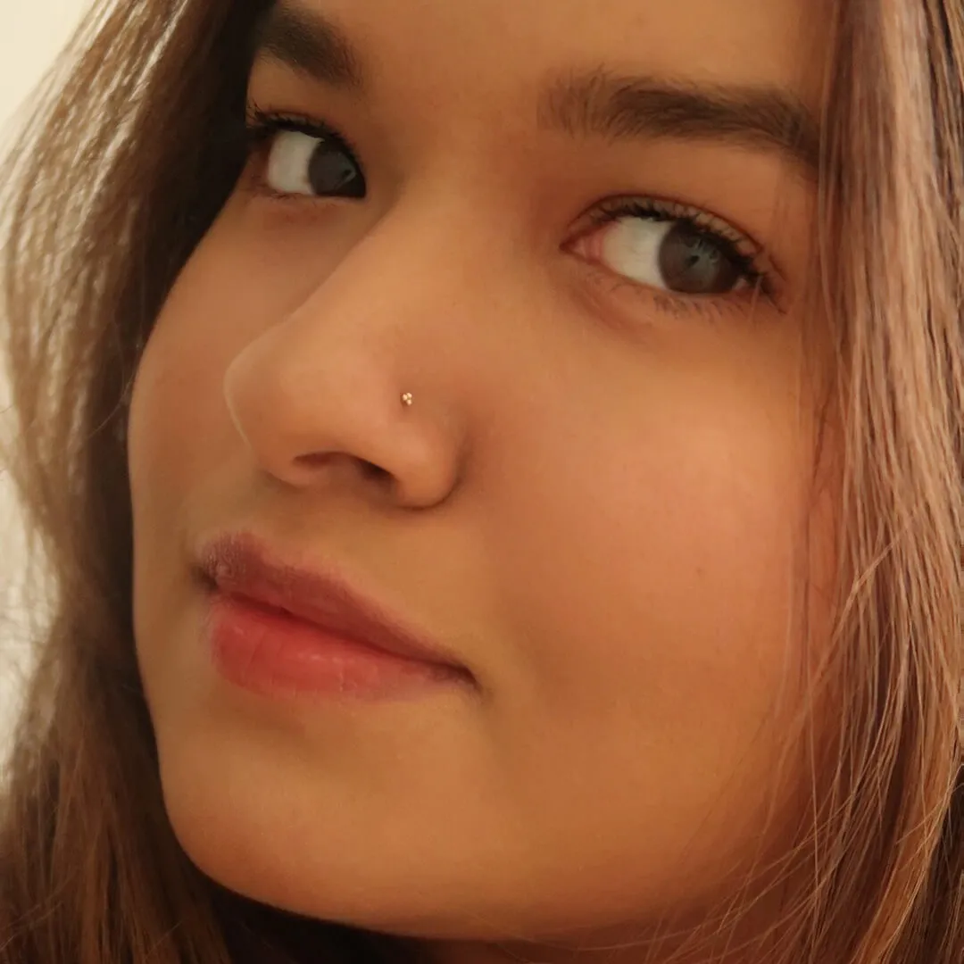 Trinity Stud L-Shape Nose Ring in 14k Gold sold by Maison Miru product image thumbnail 4
