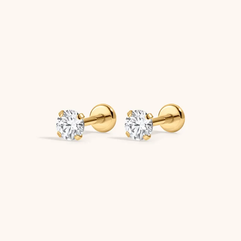 Sample Item: Celestial Crystal Solitaire Nap Earrings, 3mm made by Maison Miru