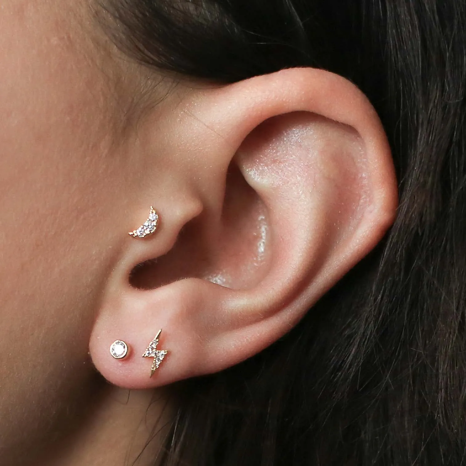 Sample Item: Celestial Crystal Bezel Solitaire Studs sold by Maison Miru product image thumbnail 3